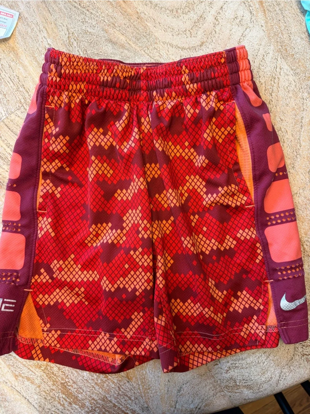 Nike Kids Red & Orange Patterned Athletic Shorts